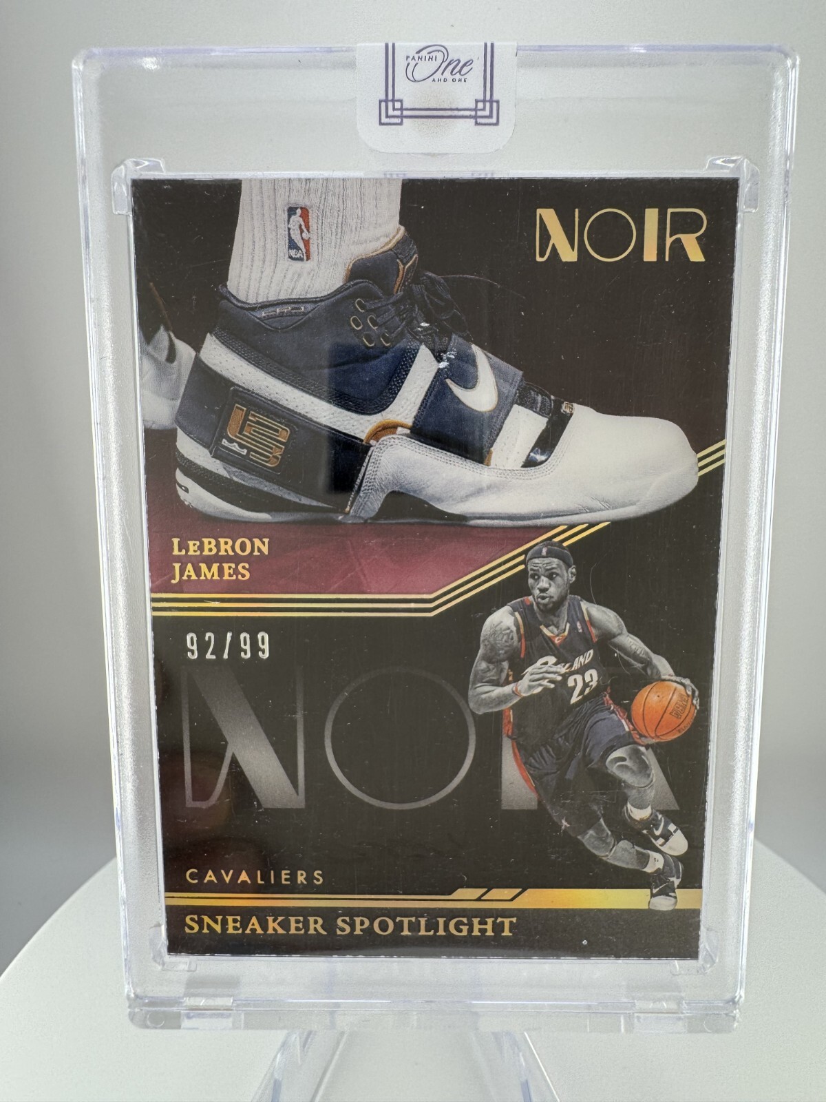 2021-22 Panini One And One LeBron James #1 Noir Sneaker Spotlight /99 Cavaliers