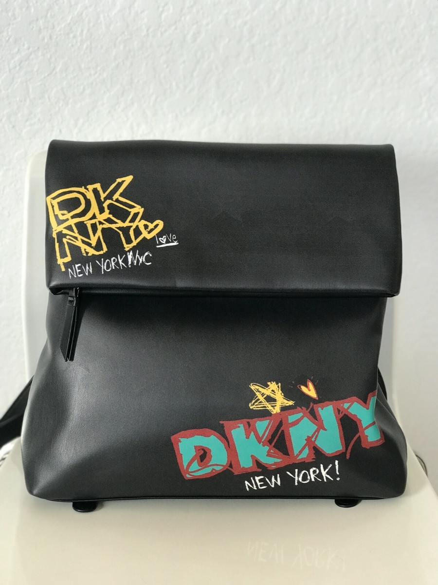 NWT Dkny Tilly Graffiti Fold Over Backpack Tote Purse MSRP  display picture 2