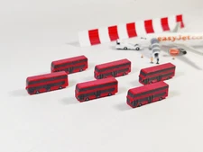 6x Red DOUBLE DECK BUSES London Aircraft Airport GSE Set Models 1:400 Diorama