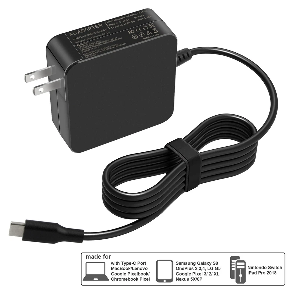 Lot USB C/Type-C Power Adapter Universal Charger for Lenovo/ASUS/Acer/Dell/Apple - Image 4 of 4