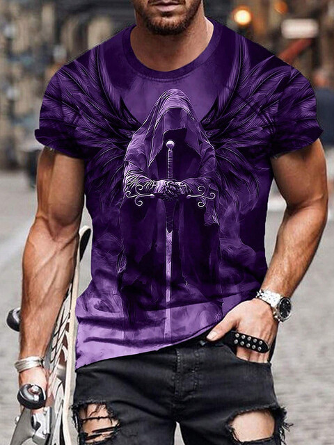 Herren Gothic Totenkopf T-Shirts - Unikat Skelett, Sensenmann & Totenkopf Grafik T-Shirts