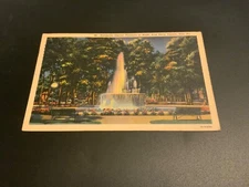 Erie, Pa. ~Automatic Electric Fountain at Night E. Perry Square Vintage Postcard