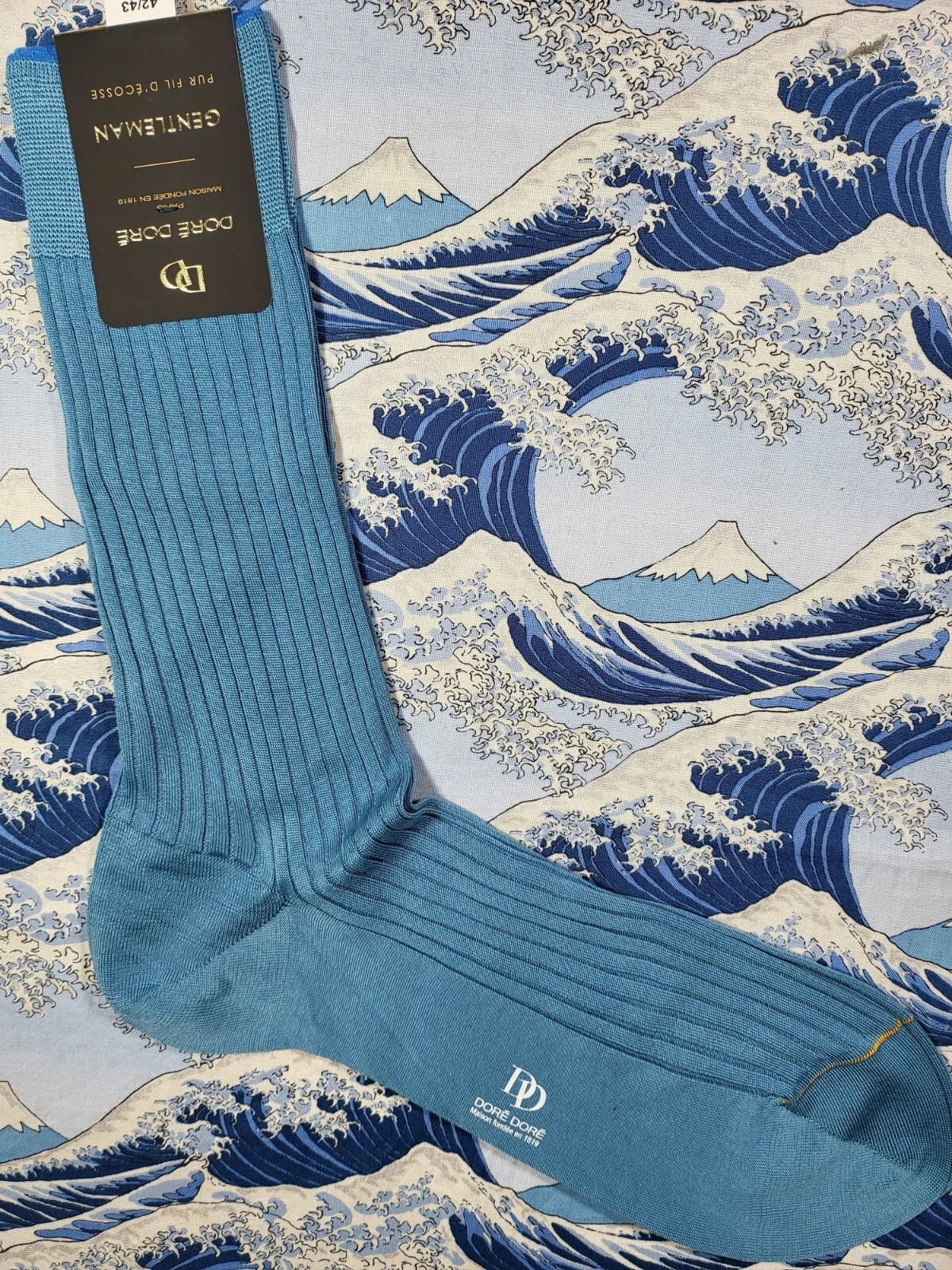 Doré Doré DD 100% Fil d'Ecosse Cotton Rib Socks Pacific UK 8-9; EU 42-43 RRP £36