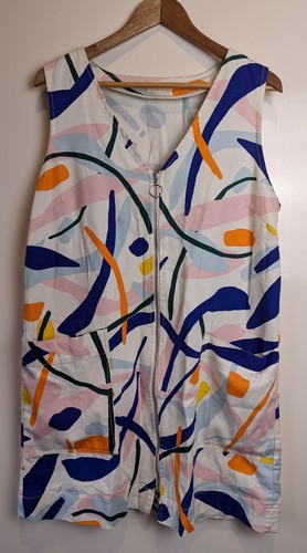 Gorman Cotton Beige Multicolour Printed Sleeveless Full Zip Shift Dress Size 14 - Picture 2 of 12