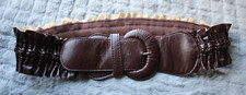 Brown Faux Leather Elastic Belt M/L 