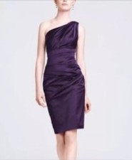 David's Bridal Dress Size 2 Women’s Purple One-Shoulder Stretch Satin New