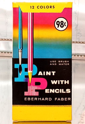 12 Vintage Eberhard Faber Paint With Pencils USA WaterColor Pencils *RARE*