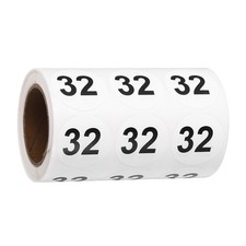 1.2" Small Round Number Stickers Roll, 1000 Pcs Circle Labels, Black Number 32