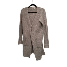 Max Studio dark oatmeal duster sweater with safety pin closure- size m