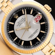 2008 CARD ROLEX DATEJUST 116233 BLACK TUXEDO 36MM 18K GOLD STEEL WATCH 7/16 LIVE