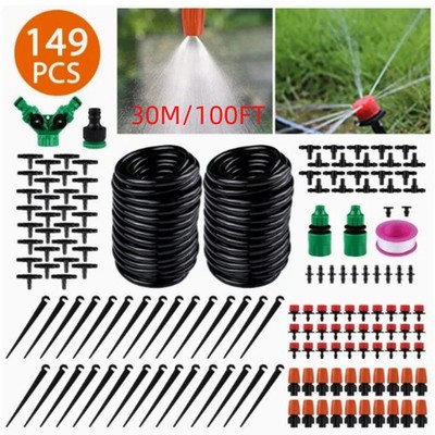 158PC Drip Irrigation System Garden Plant Self Watering Micro Hose Sprinkler Kit