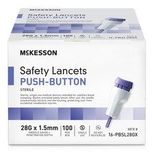 McKesson Safety Lancet 28 Gauge Needle 1.5 mm Depth 3 Box(s) 100 /Box