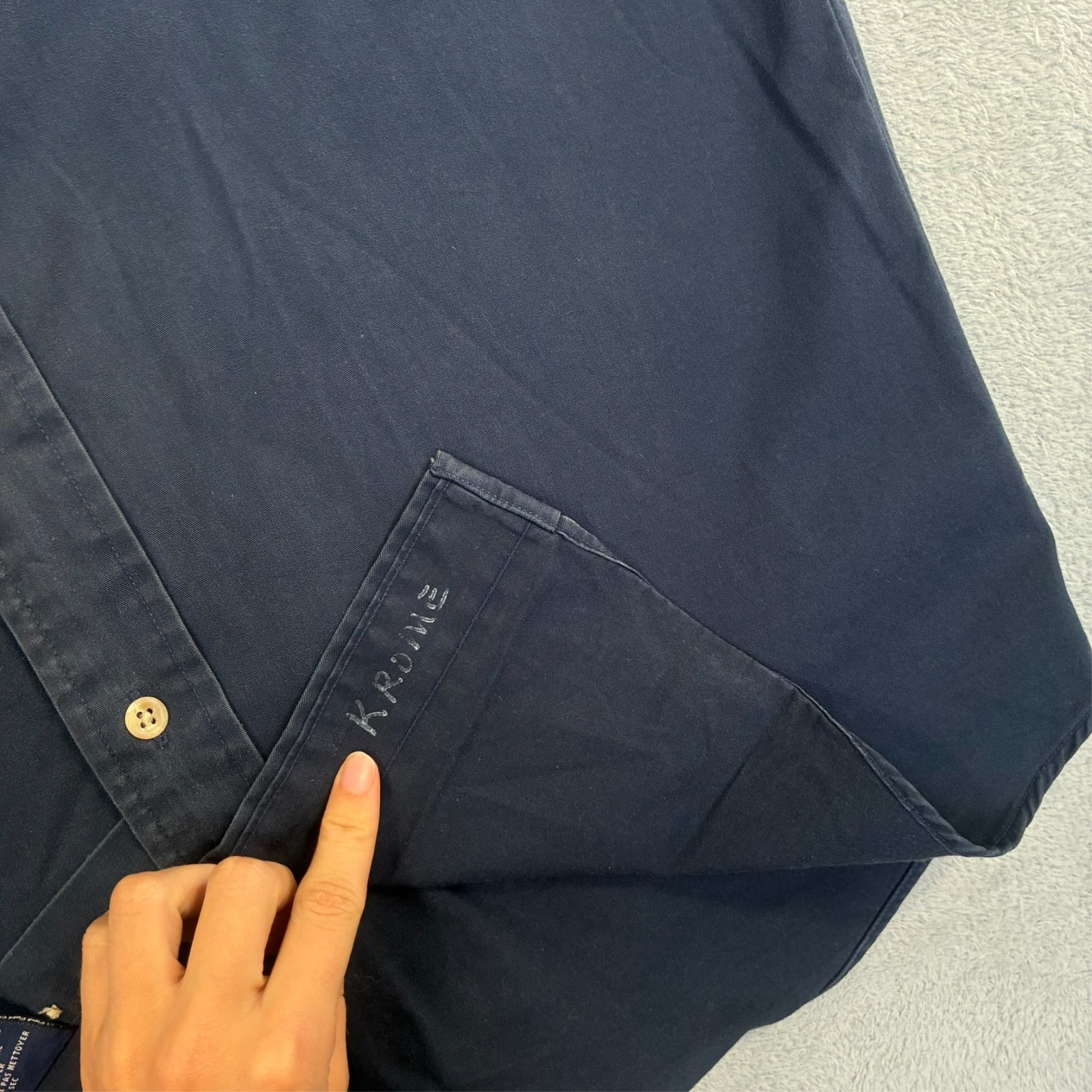 VTG Tommy Hilfiger 2000s Navy Crest Logo Sz Large Short Sleeve Button Down Shirt image 8