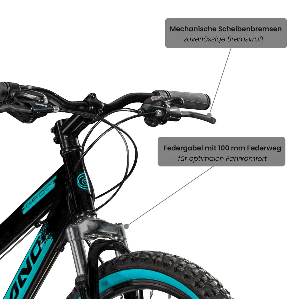Galano G600 Dirtbike 26" Hardtail 18Gang Mountainbike Dirt Jump blk/türkis 33cm - Bild 3 von 4
