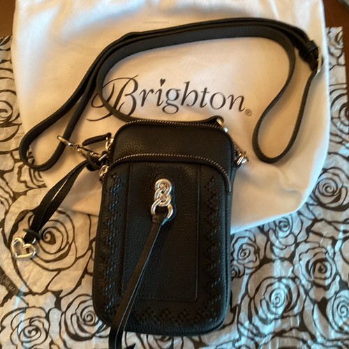 BRIGHTON Interlok Mini Utility Bag Black Leather Used once EXCELLENT CONDITION