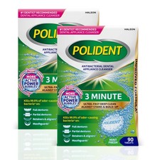 Polident 3 Minute Antibacterial Dental Appliance Cleanser Tablets, 90 Count...