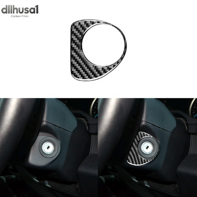 For Ford F150 15-20 Engine Start Key Ignition Panel Cover Soft Real Carbon Fiber