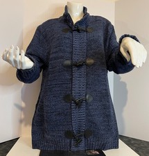 Express Men's XL Blue Zip Toggle Mock Neck Cardigan Sweater Elbow Patch NEW CDTN