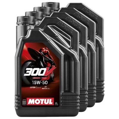 Motoröl Motul 4T 15W-50 synthetisch 300V Factory Line Road Racing 4 X 4 Liter