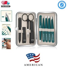 Tweezers Set for Eyebrows, 9 Pcs Precision Stainless Steel Tweezers and Profe...