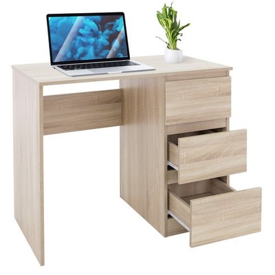Schreibtisch Computertisch Bürotisch mit 3 Schubladen Arbeitstisch Sonoma-Eiche