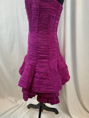 Vintage Jessica McClintock 90’s Y2K Magenta Strapless Mini Dress Women’s Size 6 - Picture 4 of 15
