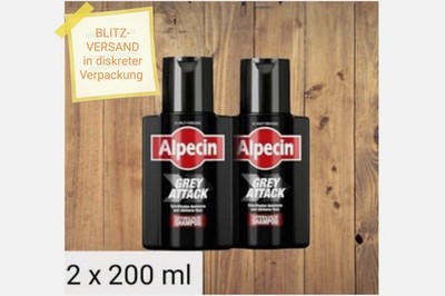 2 x 200 ml Alpecin Grey Attack Coffein + Color Shampoo - Men - Repigmentierung b