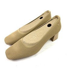 Vivaia Melody Chunky Heel 41.5 Tan Square Toe Block Heel Stretch New 10