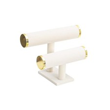 2 Tier Bracelet Holder Stand, Bangle Watches Display, Velvet Bracelet Beige