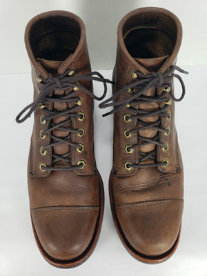 CHIPPEWA LL BEAN ODRY9 BROWN OIL LEATHER CAP TOE LACE UP ANKLE