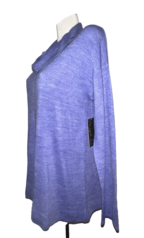 Novo Suéter Feminino DEBBIE MORGAN Tamanho M Azul Decote Capuz LS A Linha Pulôver - Imagem 4 de 4