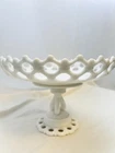 VTG Westmoreland Milk Glass DORIC LACE Lattice Pedestal CENTERPIECE Fruit Bowl