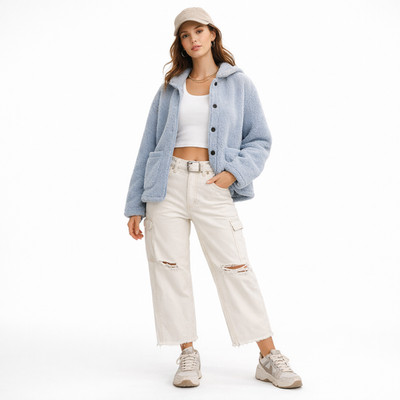 Simple Society Cropped Carpenter Jeans Women's Size 5/27 Ivory Distressed New