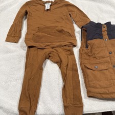 Tommy Bahama Puffer Vest Corduroy Boy s Size 3T Brown Button Up 2-3 Years