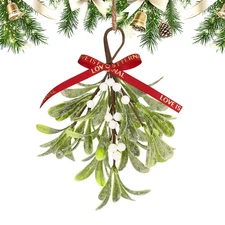 Mistletoe Christmas Decor, Artificial Fake Hanging Mistletoe Picks with Messa...