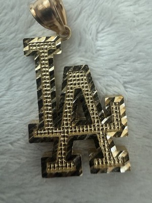 10kt massiv Gelbgold LA Dodgers Anhänger Neu Los Angeles Dodgers Ohtani