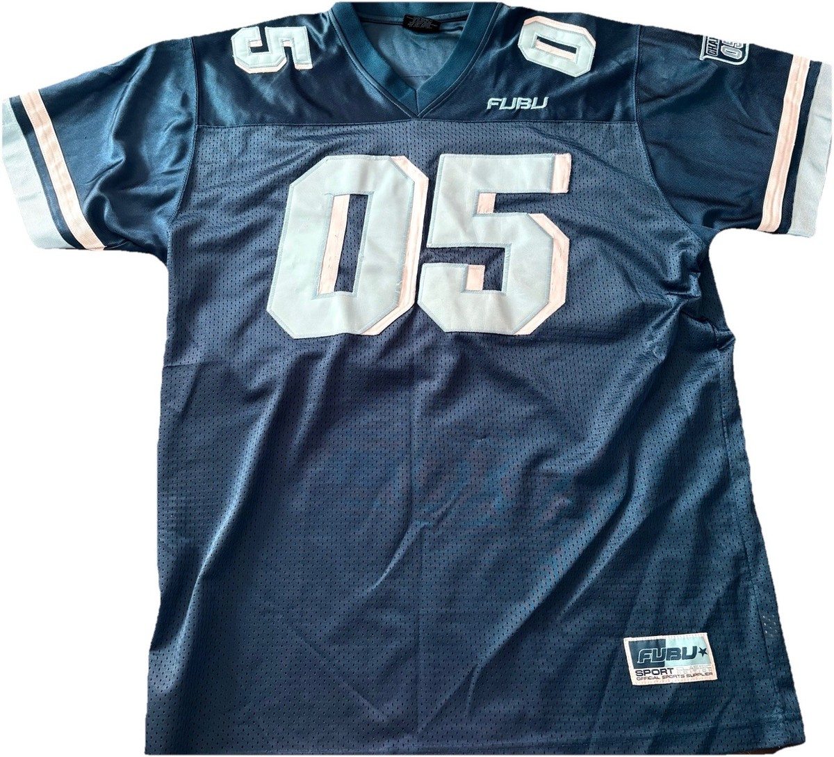 FUBU フットボールシャツ 00sビンテージ y2k B系 ヒップホップ 紺 FUBU League 05 Vintage Football Jersey Size XL, Hip Hop 90s/Y2k