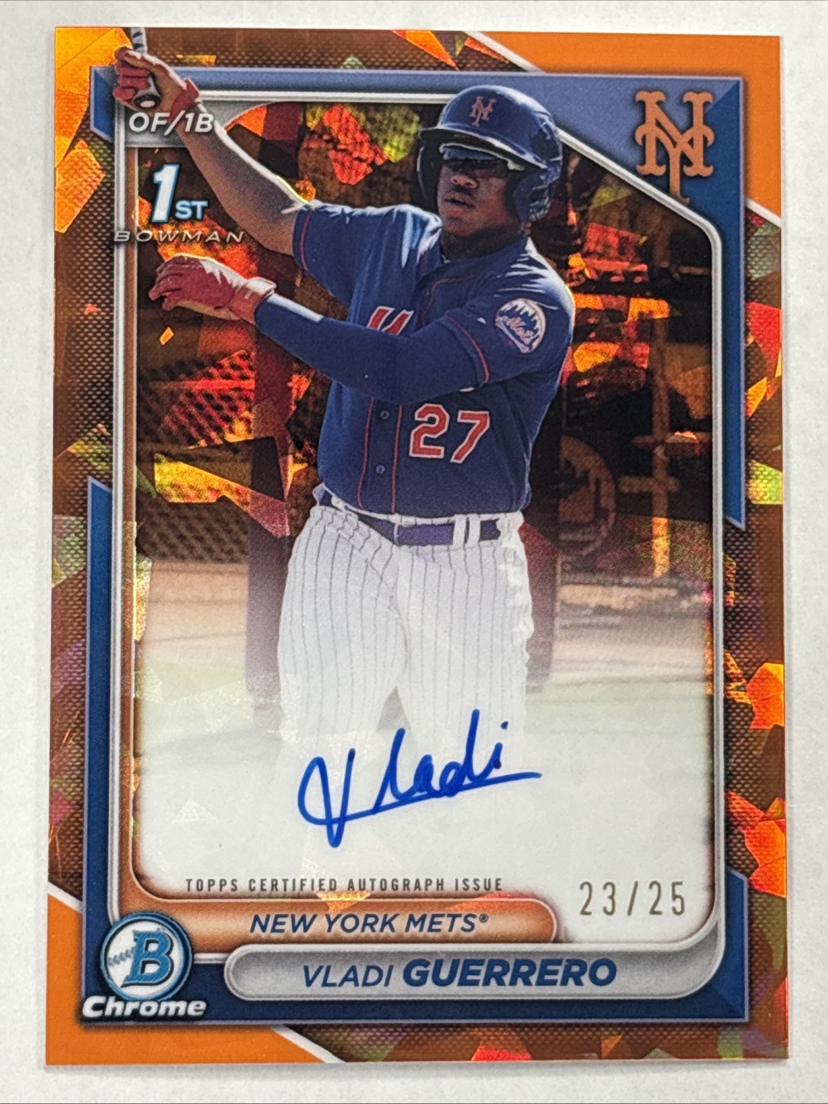 Vladi Guerrero 2024 Bowman Chrome Sapphire 1st Bowman Auto Orange Refractor /25