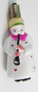 VINTAGE 3" HORN PLAYER MILK GLASS CHRISTMAS LIGHT BULB NOT WORKING AGED