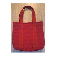 Victoria's Secret Red Quilted Heart Pattern Tote Zip Closure Large Bag
