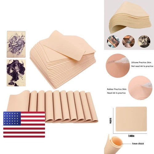Rayyl 10Pieces Blank Tattoo Practice Skin Silicone 7.4x5.6" Double Sides Eyebrow - product listing photo