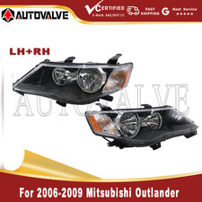 Headlight Halogen Matte Black Bezel For 2006-2009 Mitsubishi Outlander