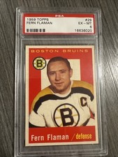1959 Topps #29 Fern Flaman, PSA 6 #16636020, Boston Bruins