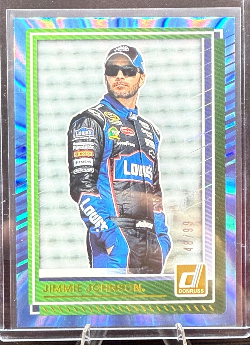 2025 Panini Donruss Racing #44 Jimmie Johnson Carolina Blue Laser 48/99