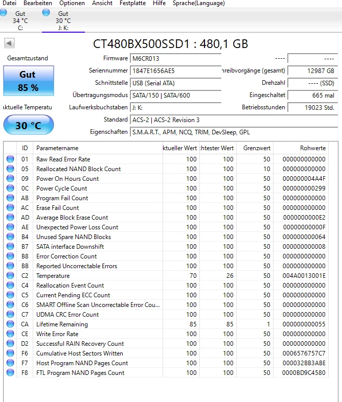 Crucial BX500 2.5 SSD 480GB
