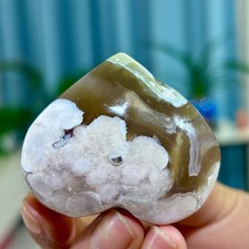 86G Natural Black Cherry Blossom Agate Heart-shaped Quartz Crystal Healing