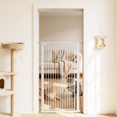 #ad VEVOR Extra Tall Pet Gate for Cats 56 in High Dog Gate Pressure Mount White $99.90
