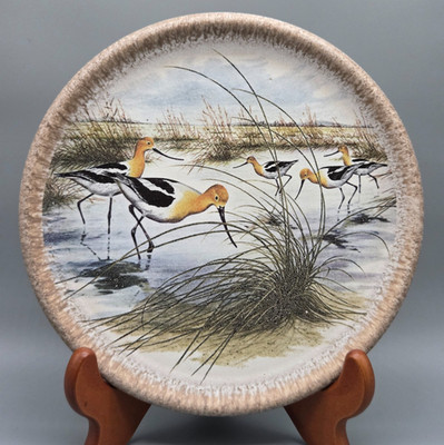 20.4 Silberdistel Keramik Wandteller Ceramic Wall Plate Ø 21cm Säbelschnäbler