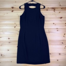 Adrianna Papell Dress Womens 6 Black Open Back Sleeveless Knee Length Dress