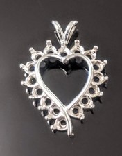 Solid Sterling Silver 16 2.25mm Round Stones Setting Heart Pendant